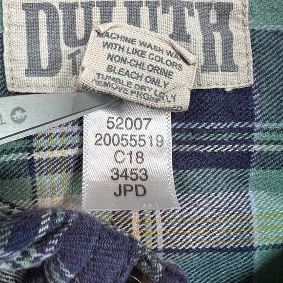 Duluth Trading Free Swingin Flannel Shirt Mens Medium Green Blue Plaid‎ Outdoor - Picture 4 of 9